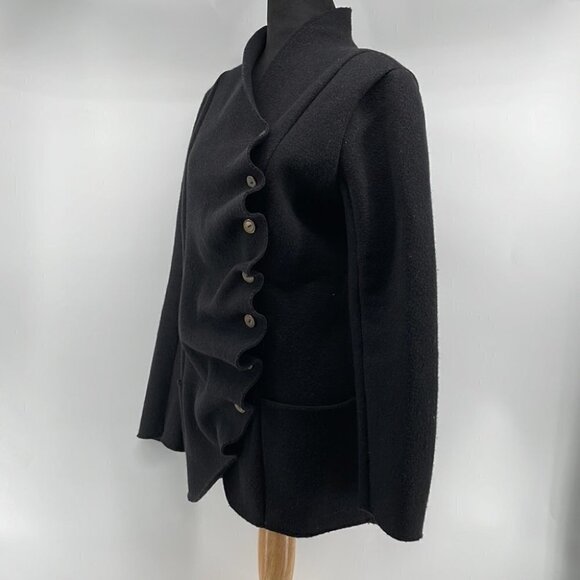 REBECCA King asymmetrical button jack sweater button wool blend minimalist sz S - Picture 10 of 14